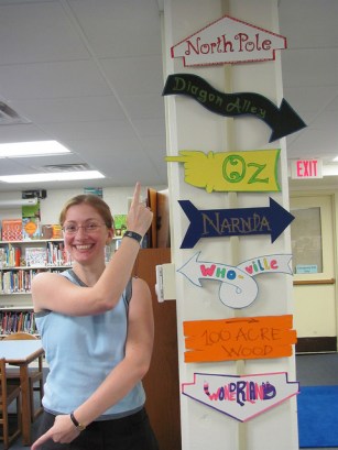 Library directionals, designed and created by Kathleen and Meg Winikates, 2012