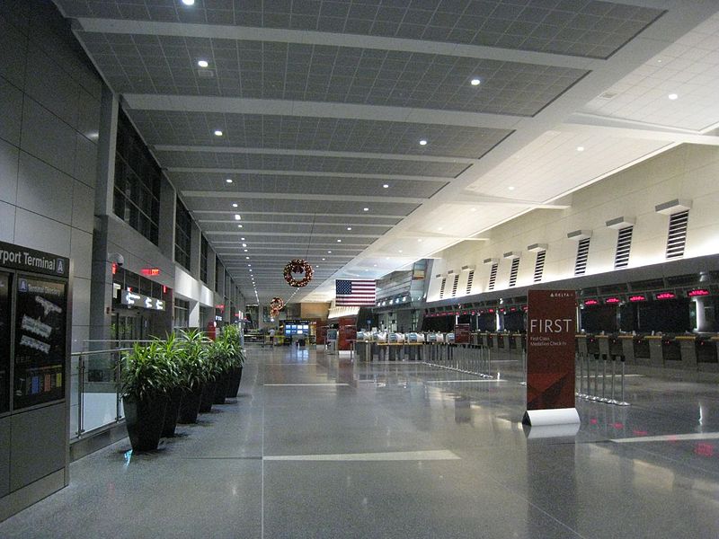 "Logan Airport, Terminal A at night" by Alan Myles.  Creative Commons, click for source