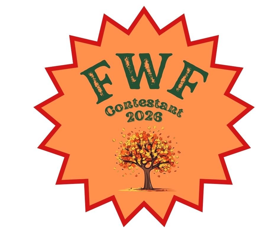 An orange multi-pointed star, featuring a fall tree with colorful leaves and the text 'FWF contestant 2026'